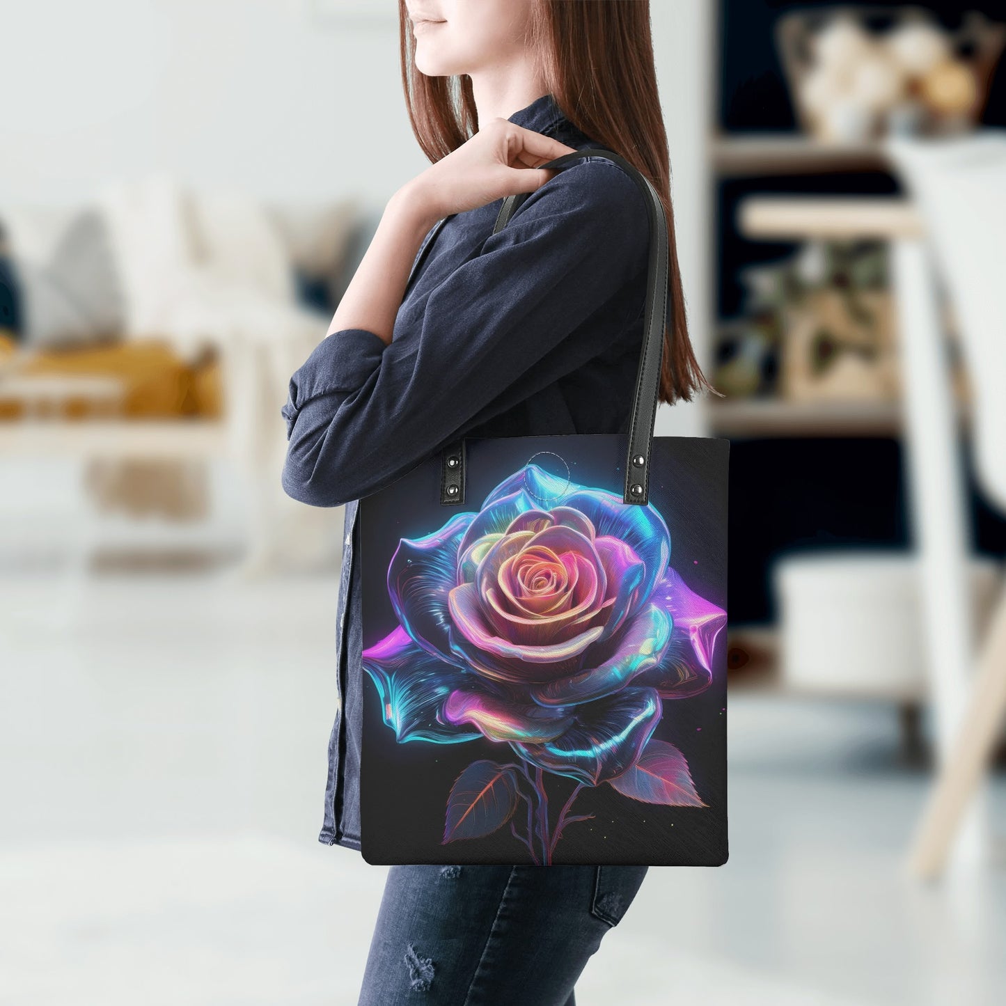 Neon Rose PU Leder Handtasche