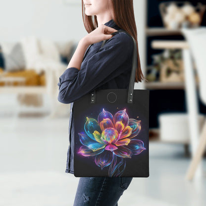 Neon Lotusblume 2 PU Leder Handtasche