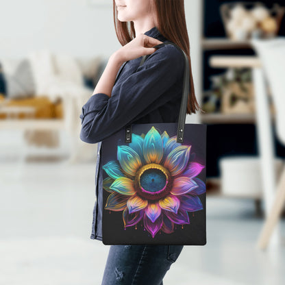 Neon Sonnenblume 2 PU Leder Handtasche