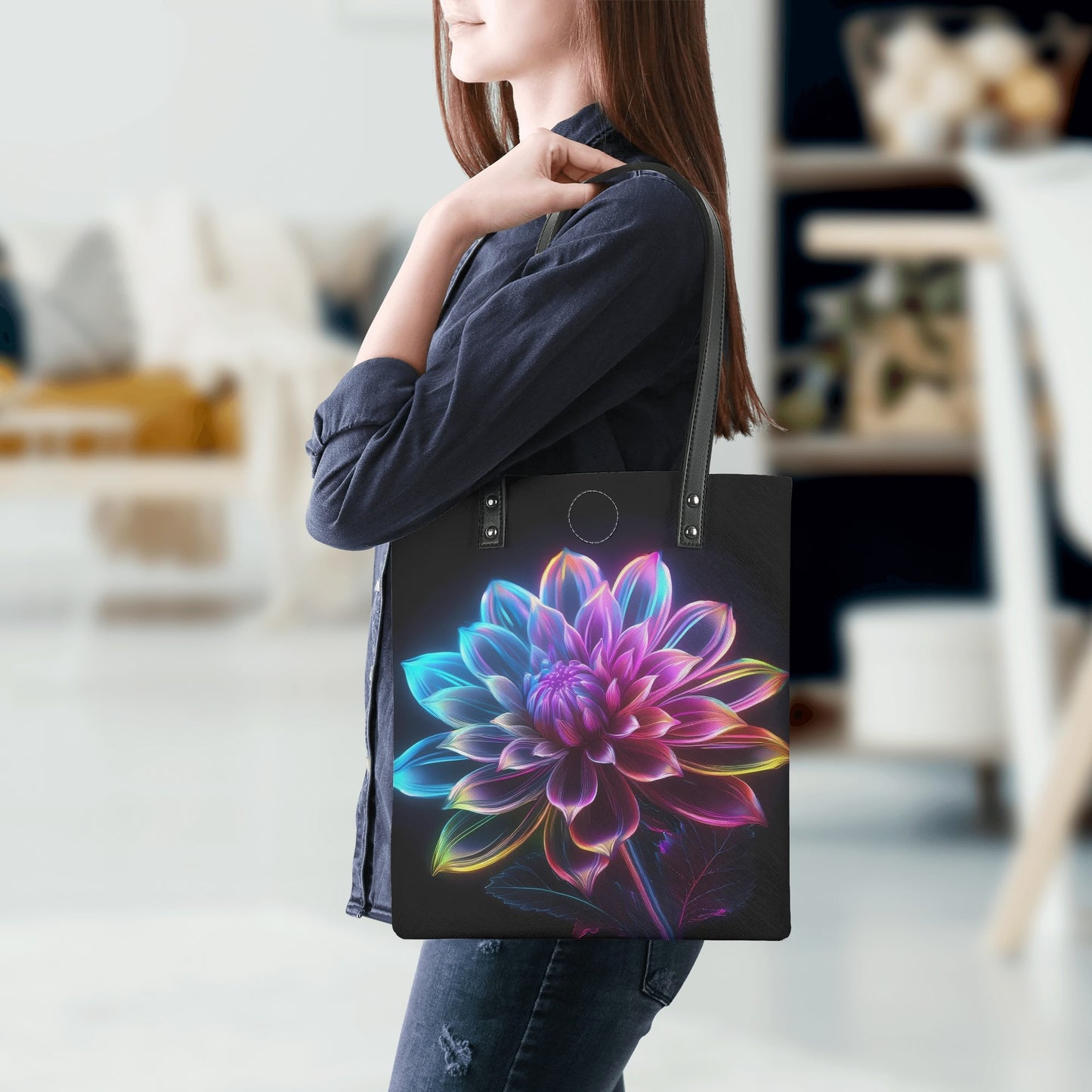 Neon Dahlia 2 PU Leder Handtasche