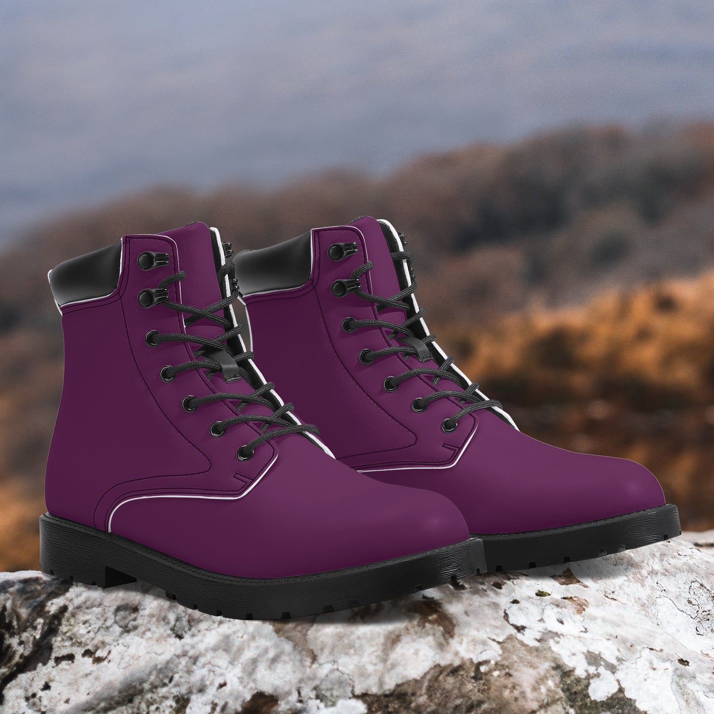 Tyrian Purple Leder Boots | Stylische und Warme Winterstiefel Boots JLR Design