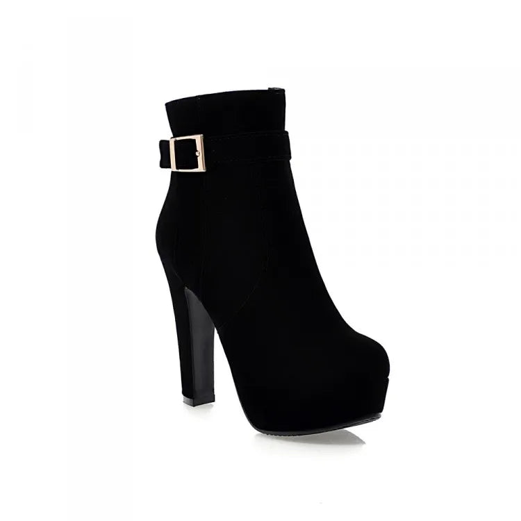 Stylische Damen Winter Heels mit Schnalle & Absatz