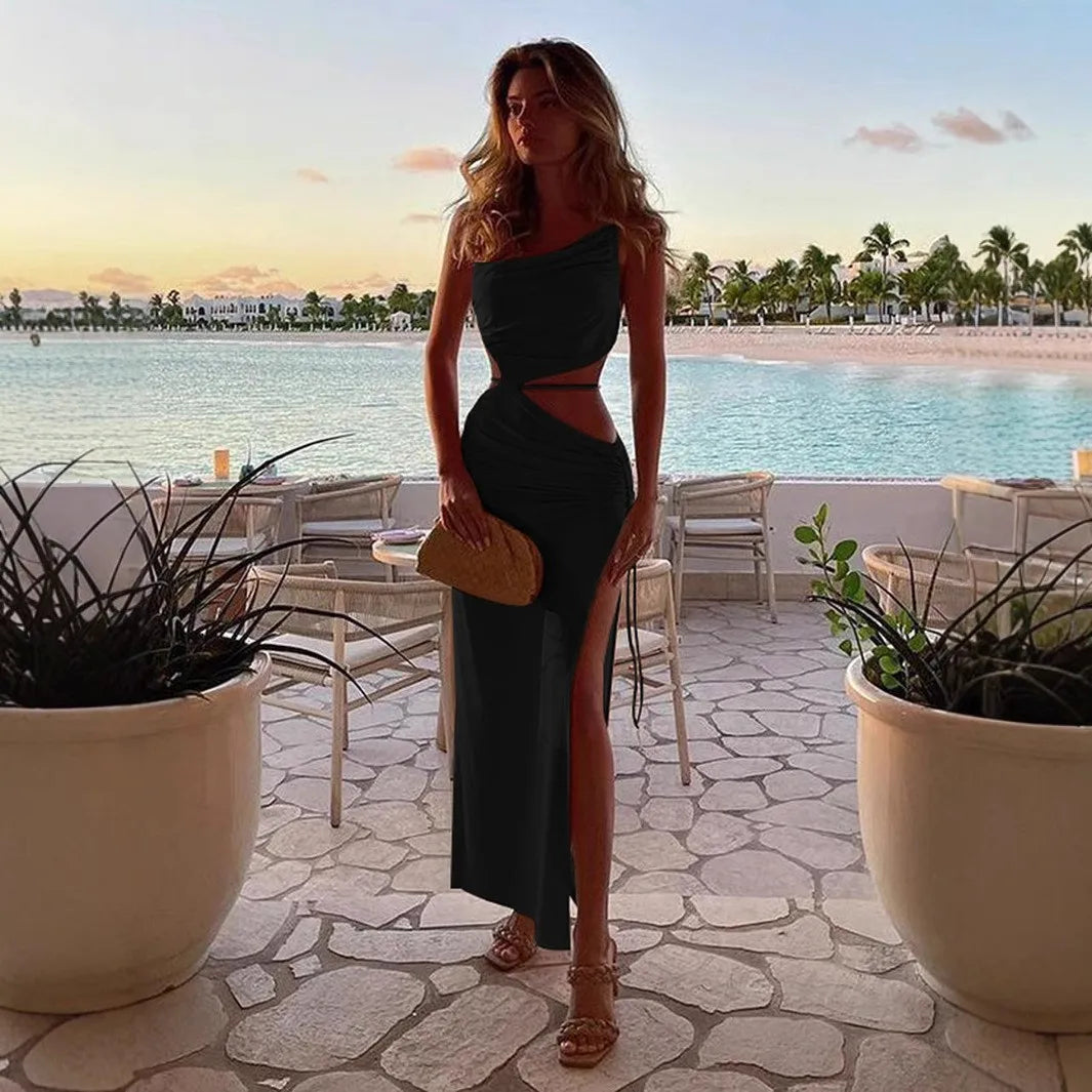 Elegantes Sommer-Maxikleid mit Cut-out & Schlitz