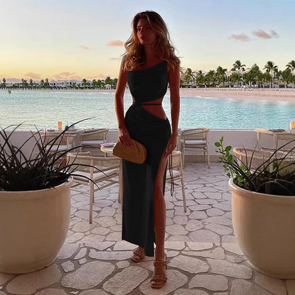 Elegantes Sommer-Maxikleid mit Cut-out & Schlitz