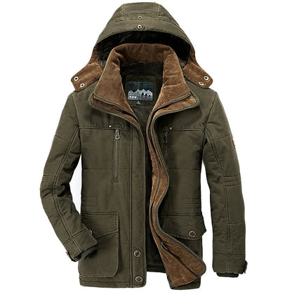 Men's winter jacket - hooded parkas with many pockets, warm & casual