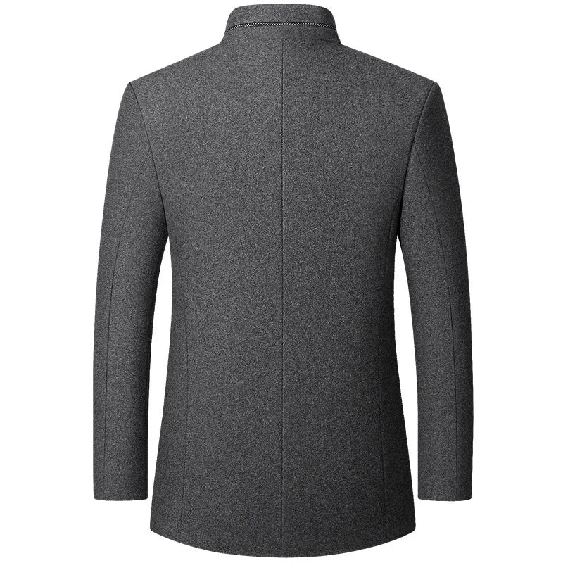 Men's wool coat for autumn/winter with stand-up collar