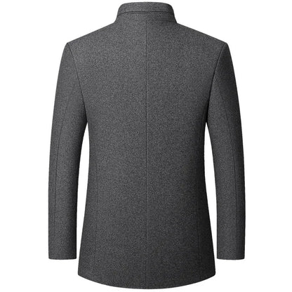 Men's wool coat for autumn/winter with stand-up collar