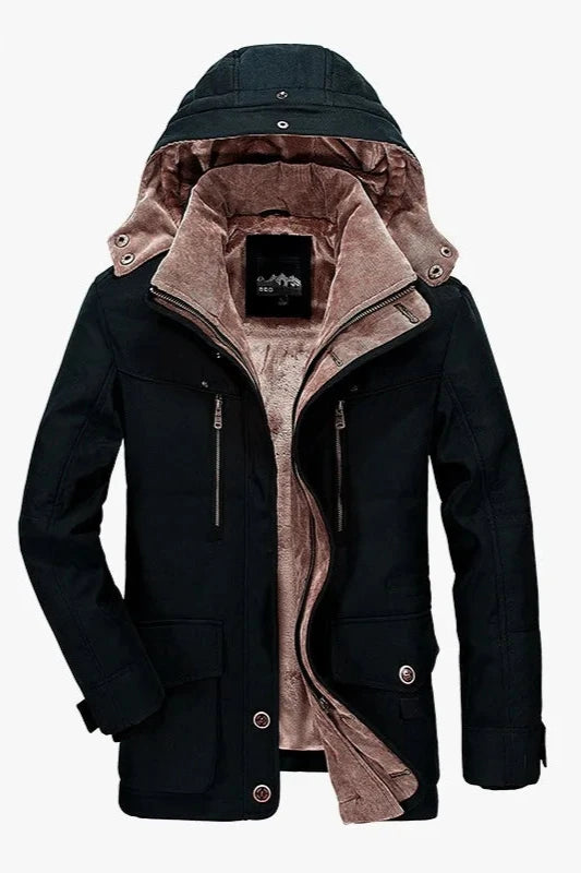 Men's winter jacket - hooded parkas with many pockets, warm & casual