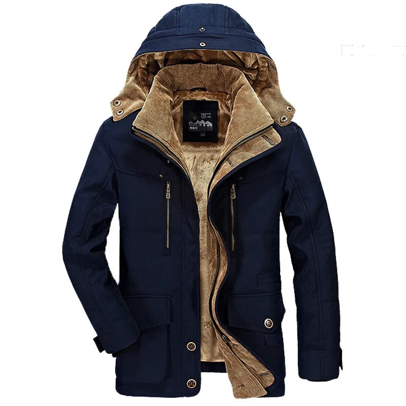 Men's winter jacket - hooded parkas with many pockets, warm & casual