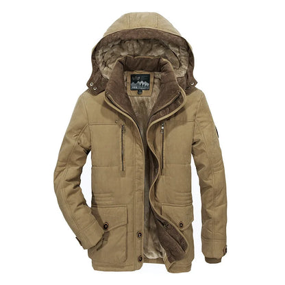 Men's winter jacket - hooded parkas with many pockets, warm & casual