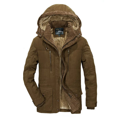 Men's winter jacket - hooded parkas with many pockets, warm & casual