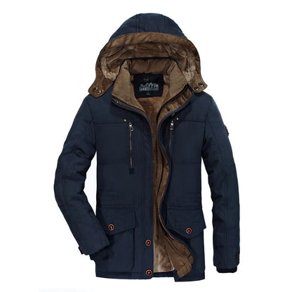 Men's winter jacket - hooded parkas with many pockets, warm & casual