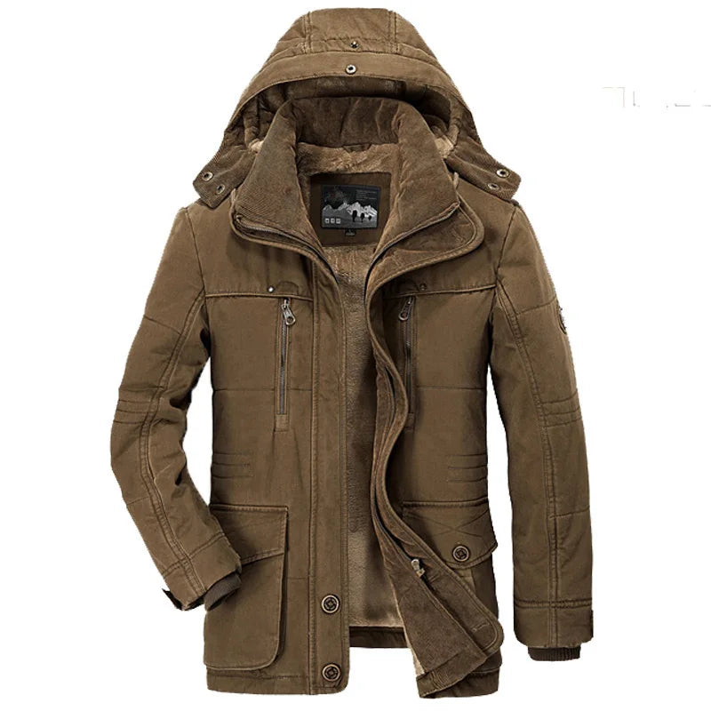 Men's winter jacket - hooded parkas with many pockets, warm & casual