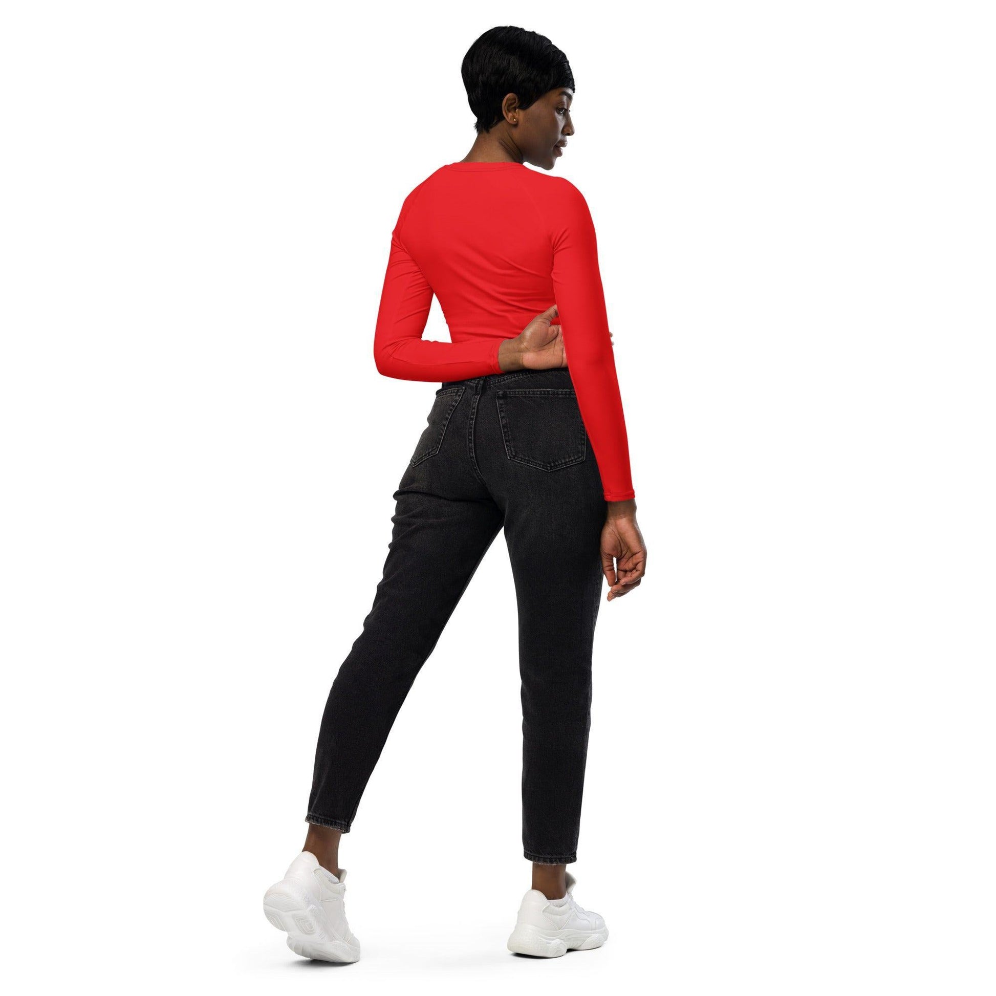 Alizarinrot Long Sleeve Damen Crop Top Long Sleeve Crop Top JLR Design