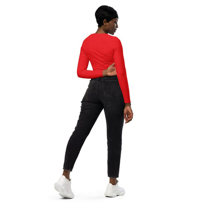 Alizarinrot Long Sleeve Damen Crop Top Long Sleeve Crop Top JLR Design