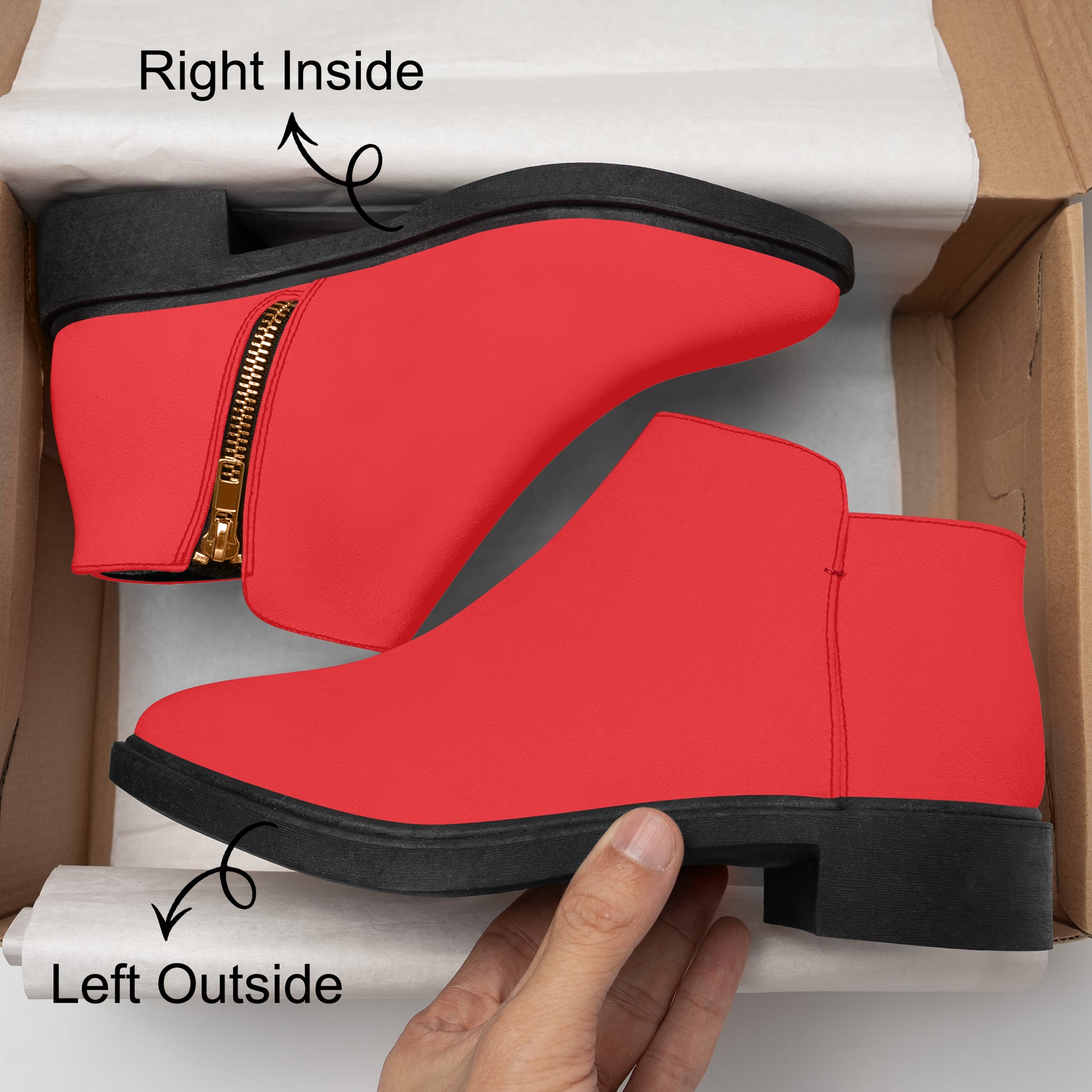 Alizarinrote elegante Reißverschluss-Stiefeletten Stiefeletten JLR Design