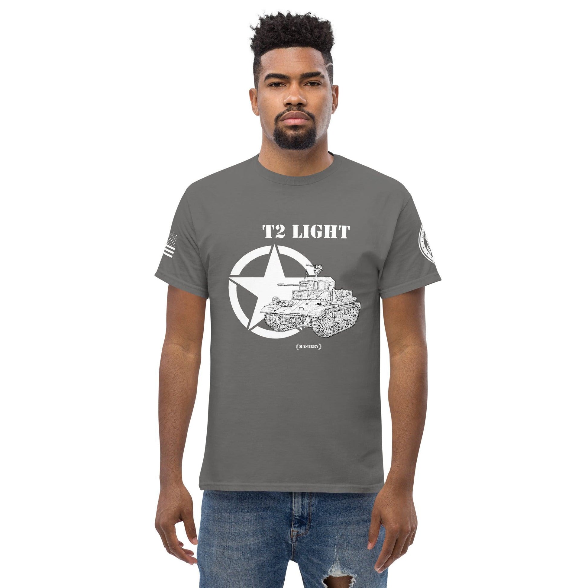 Amerikanischer leichter Panzer T2 Light Mastery T-Shirt sw T-Shirt 29.99 Amerikanischer, Herren, leichter, Light, Panzer, sw, T-Shirt, T2, Tanks, Thunder, War, World JLR Design