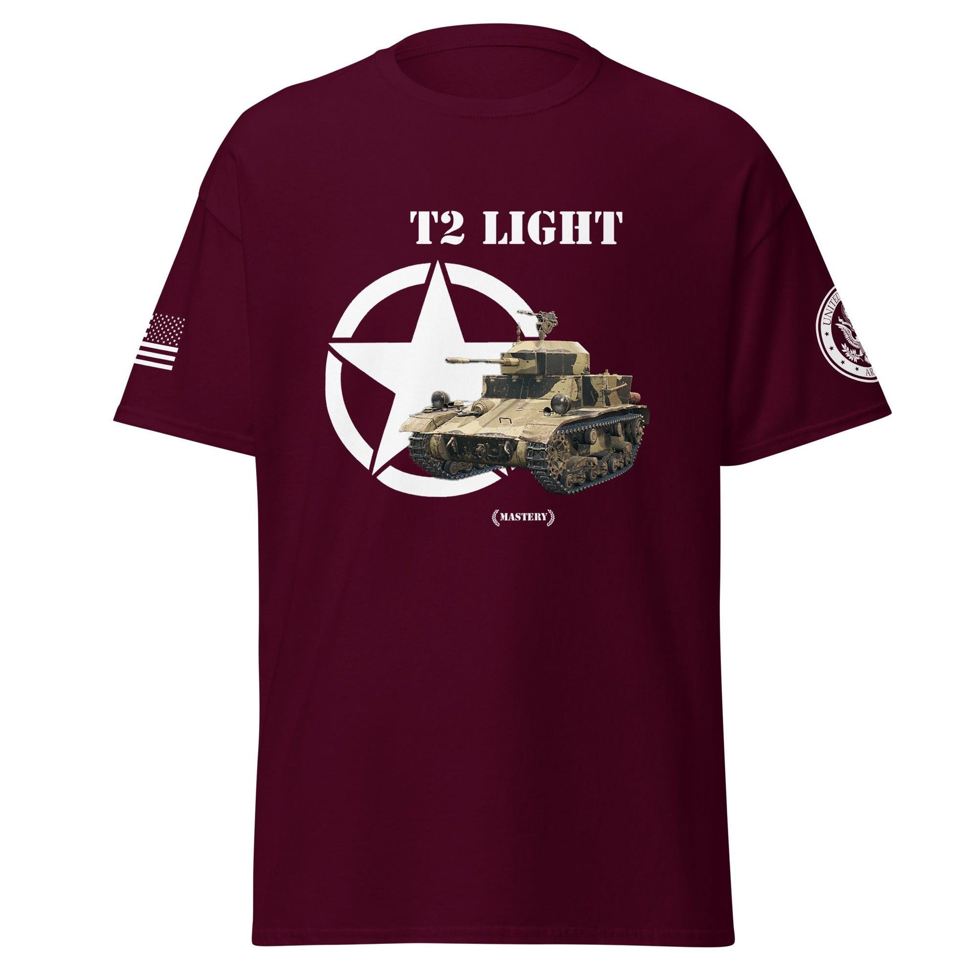 Amerikanischer leichter Panzer T2 Light Mastery T-Shirt T-Shirt 33.99 Amerikanischer, Herren, leichter, Light, Mastery, Panzer, T-Shirt, T2, Tanks, Thunder, War, World JLR Design