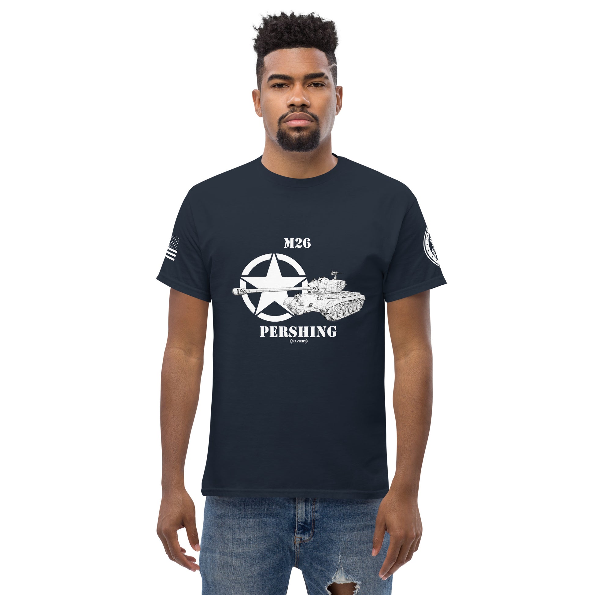 Amerikanischer mittlerer Panzer M26 Pershing Mastery T-Shirt sw T-Shirt 29.99 Herren, M26, Mastery, mittlerer, Panzer, Pershing, sw, T-Shirt, Tanks, Thunder, War, World JLR Design