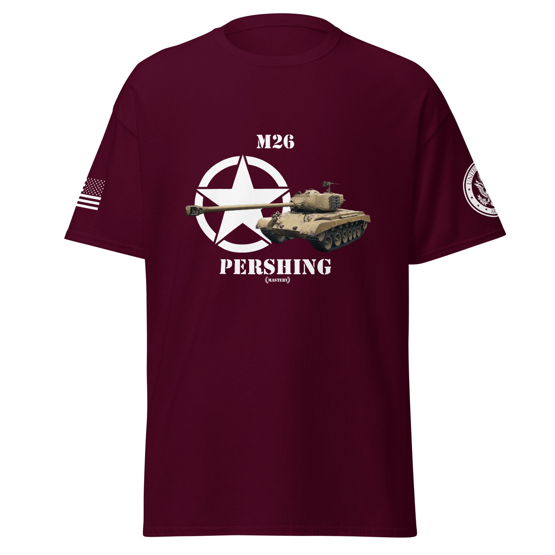 Amerikanischer mittlerer Panzer M26 Pershing Mastery T-Shirt T-Shirt 33.99 Amerikanischer, Herren, M26, Mastery, mittlerer, Panzer, Pershing, T-Shirt, Tanks, Thunder, War JLR Design