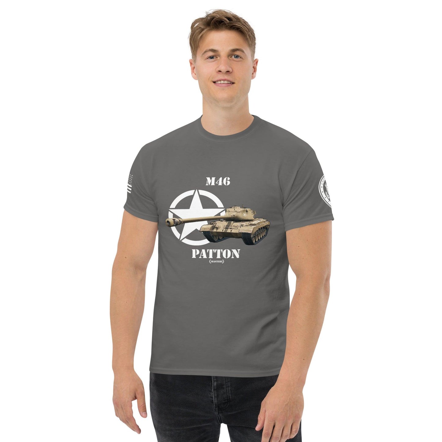 Amerikanischer mittlerer Panzer M46 Patton Mastery T-Shirt T-Shirt 33.99 Amerikanischer, Herren, M46, Mastery, Panzer, Patton, T-Shirt, Tanks, Thunder, War, World JLR Design