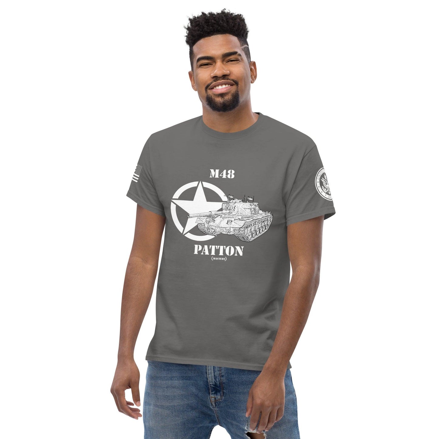 Amerikanischer mittlerer Panzer M48 Patton Mastery T-Shirt sw T-Shirt 29.99 Amerikanischer, Herren, M48, Mastery, mittlerer, Panzer, Patton, sw, T-Shirt, Tanks, Thunder, War, World JLR Design