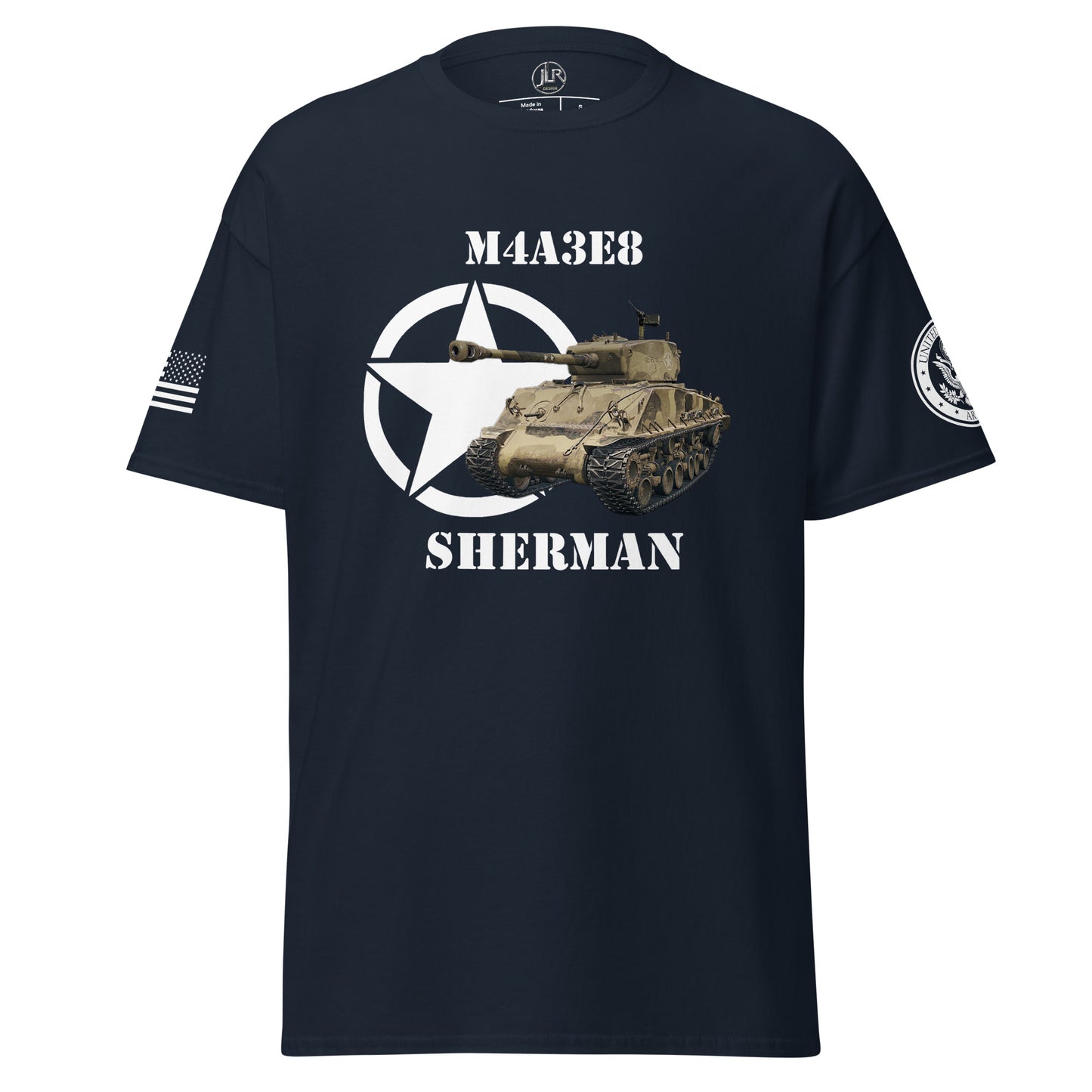 Amerikanischer mittlerer Panzer M4A3E8 Sherman T-Shirt T-Shirt JLR Design