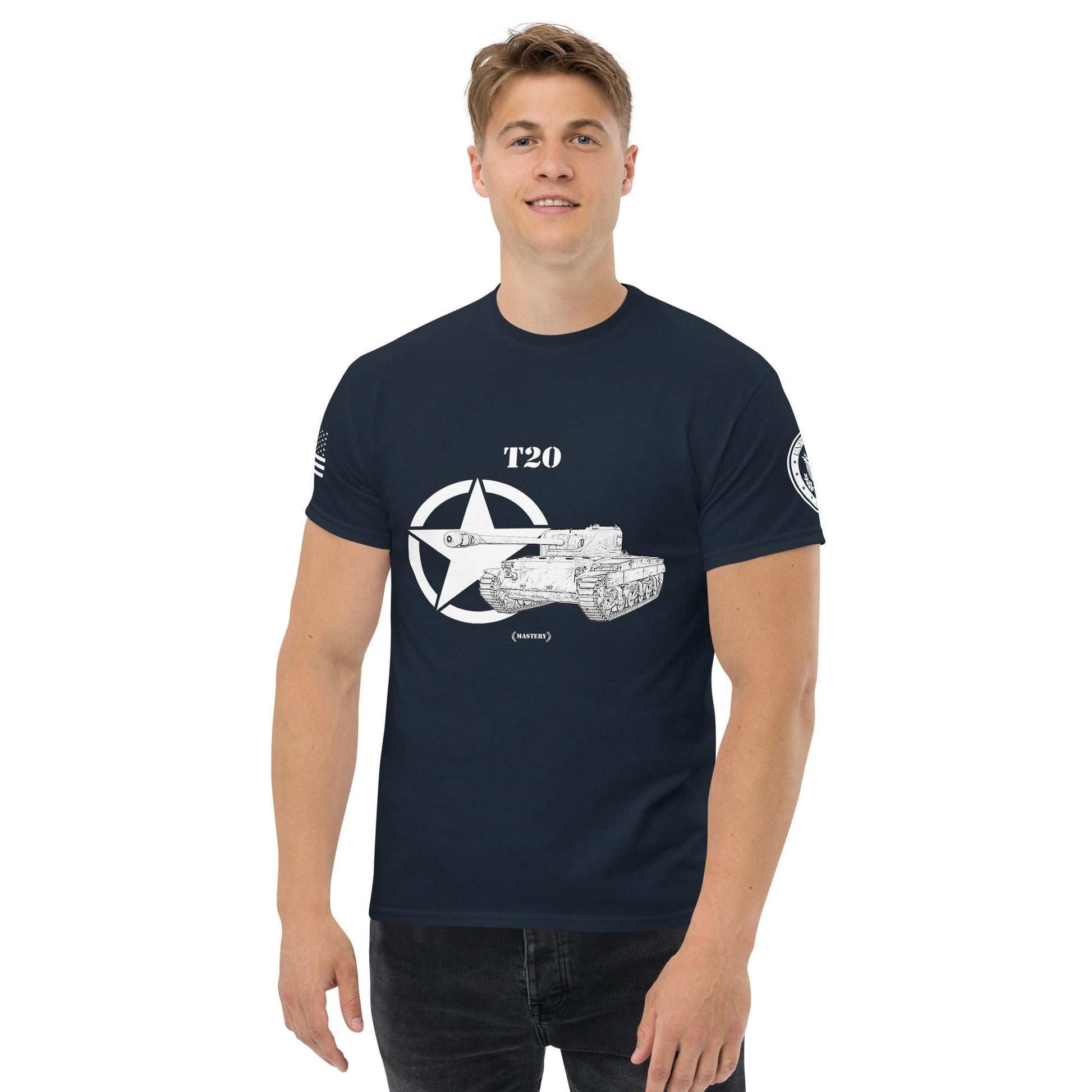 Amerikanischer mittlerer Panzer T20 Mastery T-Shirt sw T-Shirt 29.99 Herren, Mastery, mittlerer, Panzer, sw, T-Shirt, T20, Tanks, Thunder, War, World JLR Design