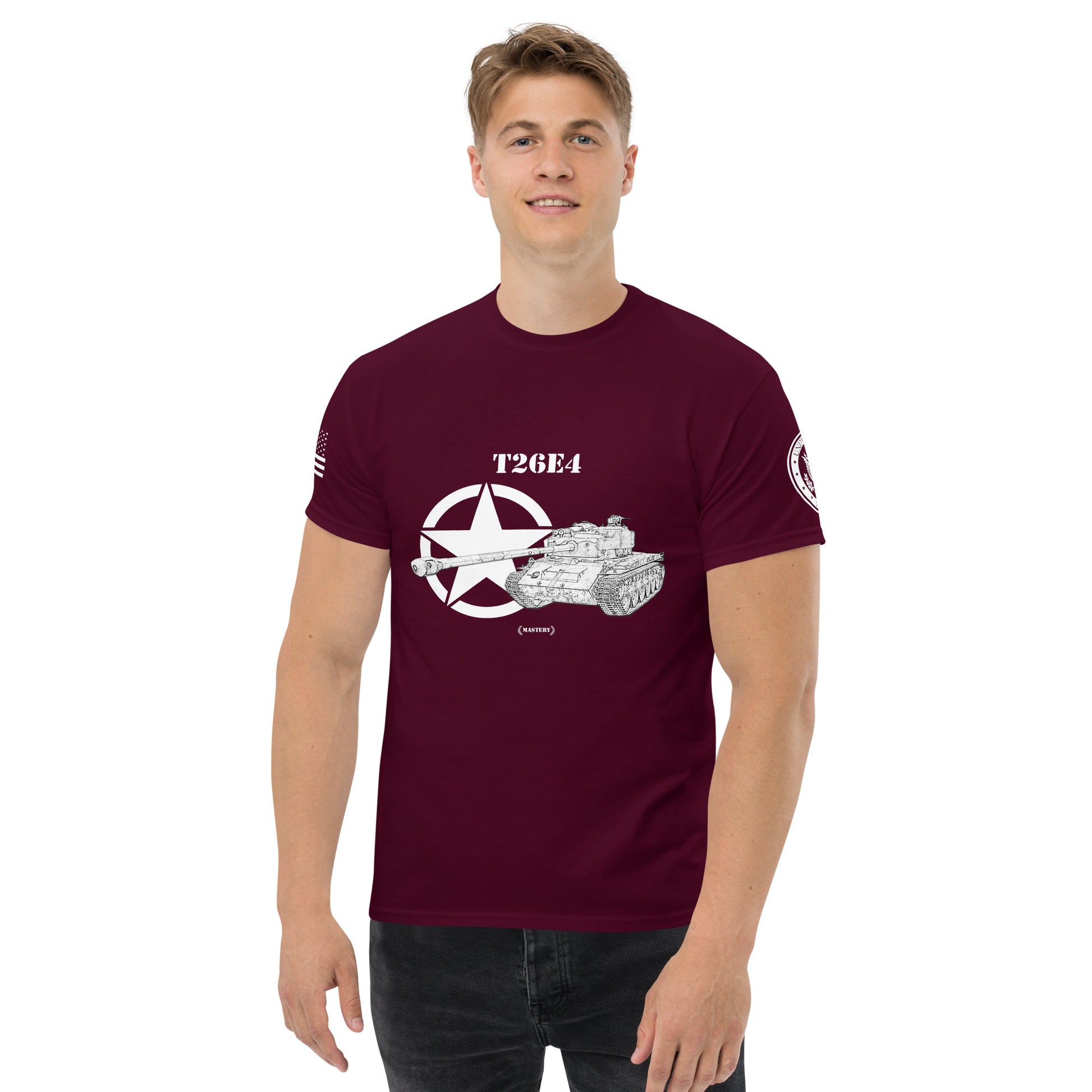 Amerikanischer mittlerer Panzer T26E4 Mastery T-Shirt sw T-Shirt 29.99 Amerikanischer, Herren, Mastery, mittlerer, Panzer, Pershing, Super, sw, T-Shirt, T26E4, Tanks, Thunder, War, World JLR Design