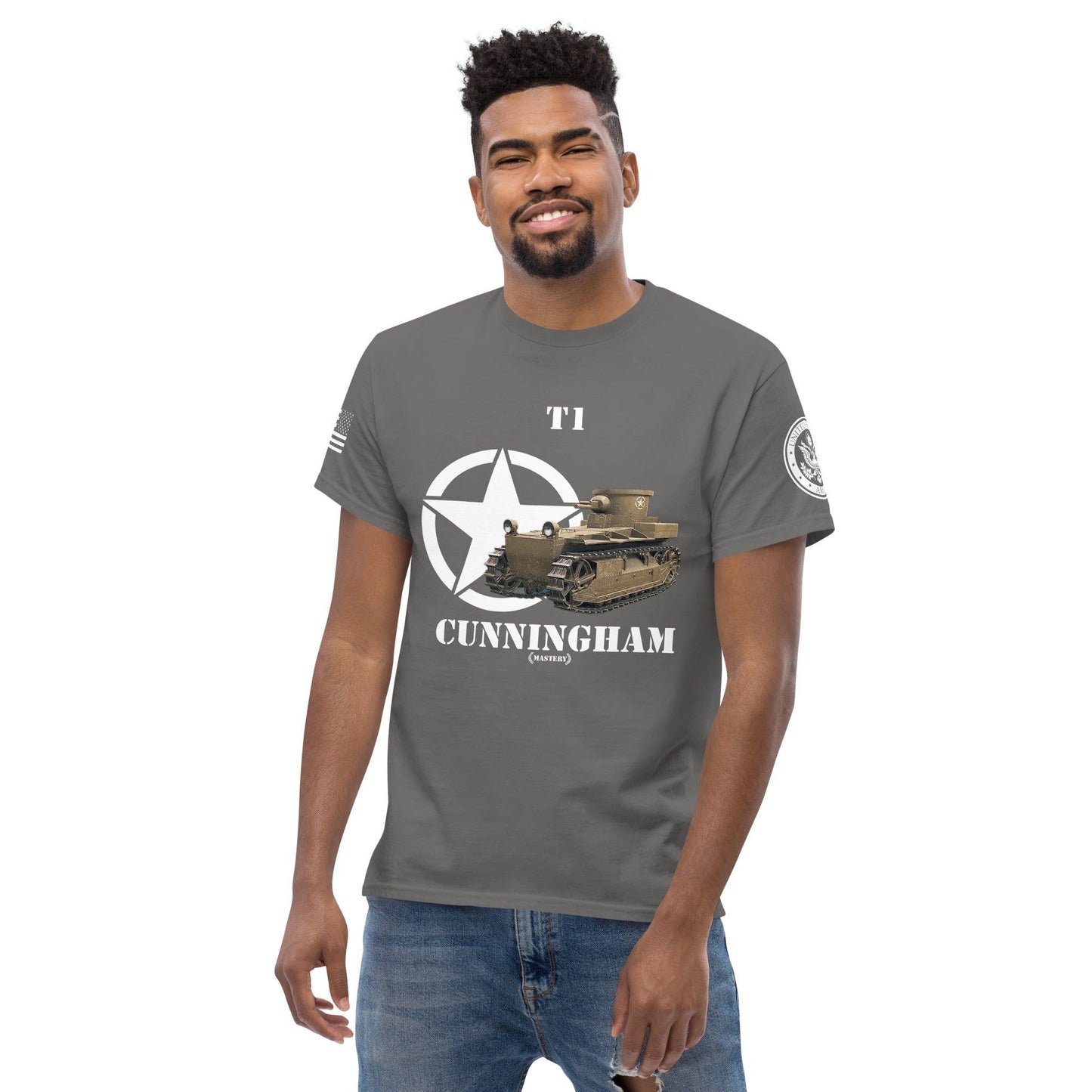 Amerikanischer Panzer T1 Cunningham Mastery T-Shirt T-Shirt 33.99 Cunningham, Herren, Mastery, T-Shirt, T1, Tanks, Thunder, War, World JLR Design