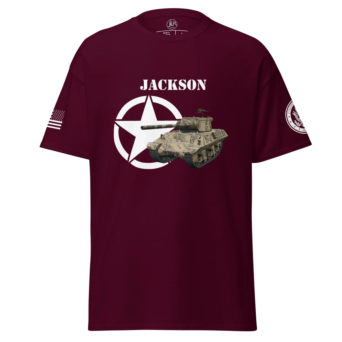 unisex-classic-tee-maroon-front-677aa26d7d124 - JLR Design