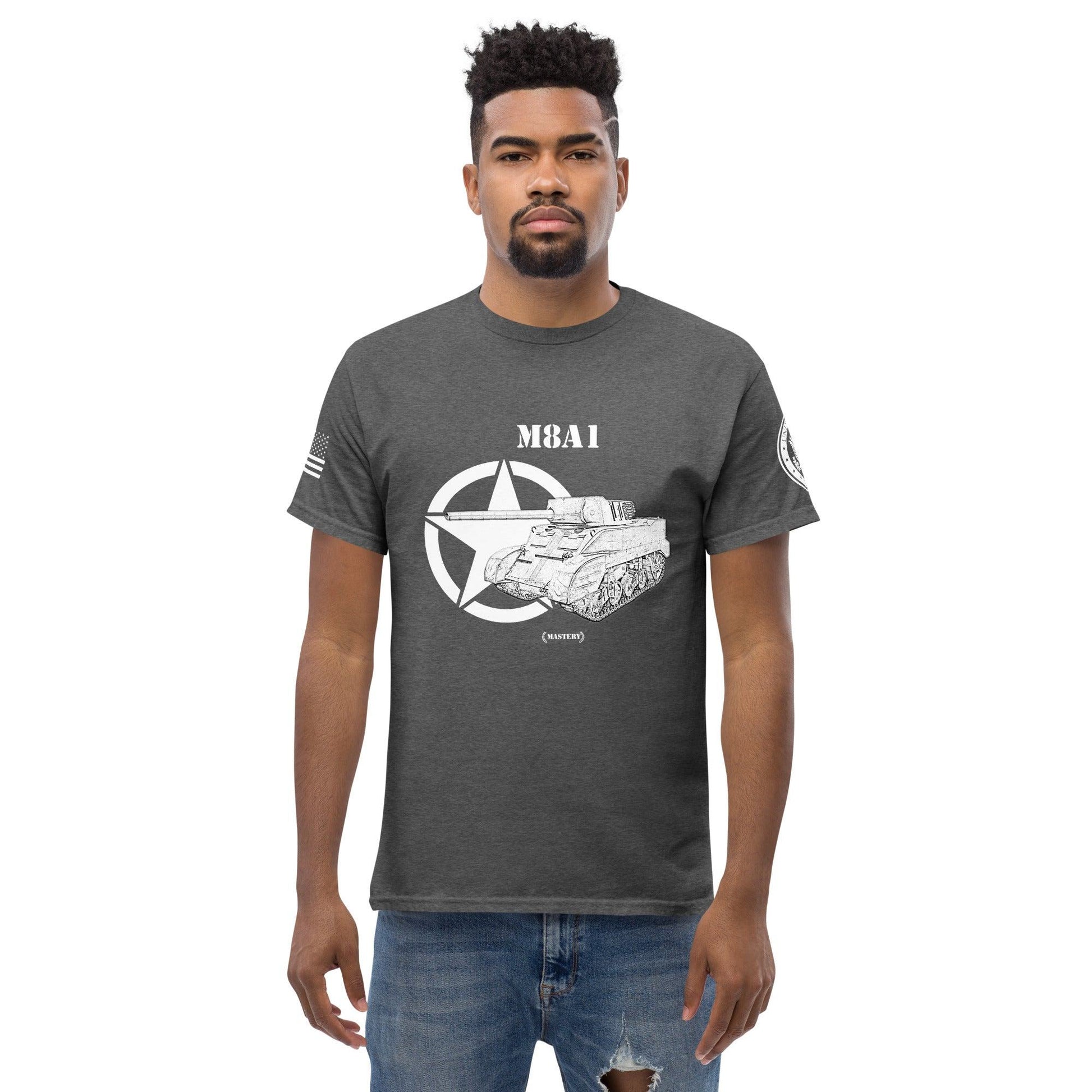 Amerikanischer Panzerjäger M8A1 Mastery T-Shirt sw T-Shirt 29.99 Herren, M8A1, Mastery, Panzerjäger, T-Shirt, Tanks, Thunder, War, World JLR Design