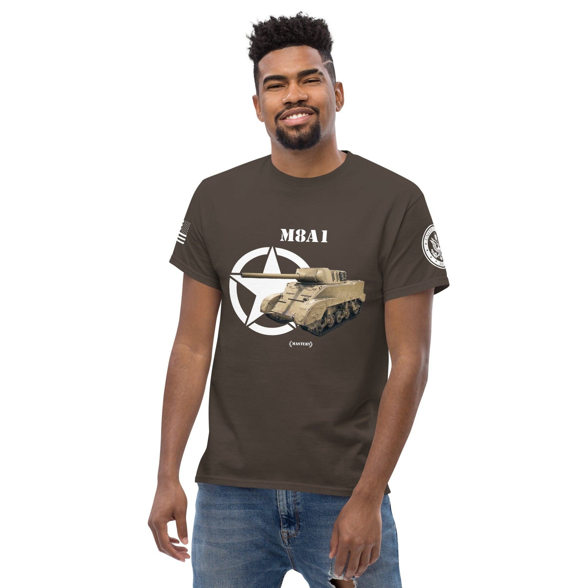 Amerikanischer Panzerjäger M8A1 Mastery T-Shirt T-Shirt 33.99 Herren, M8A1, Mastery, Panzerjäger, T-Shirt, Tanks, Thunder, War, World JLR Design