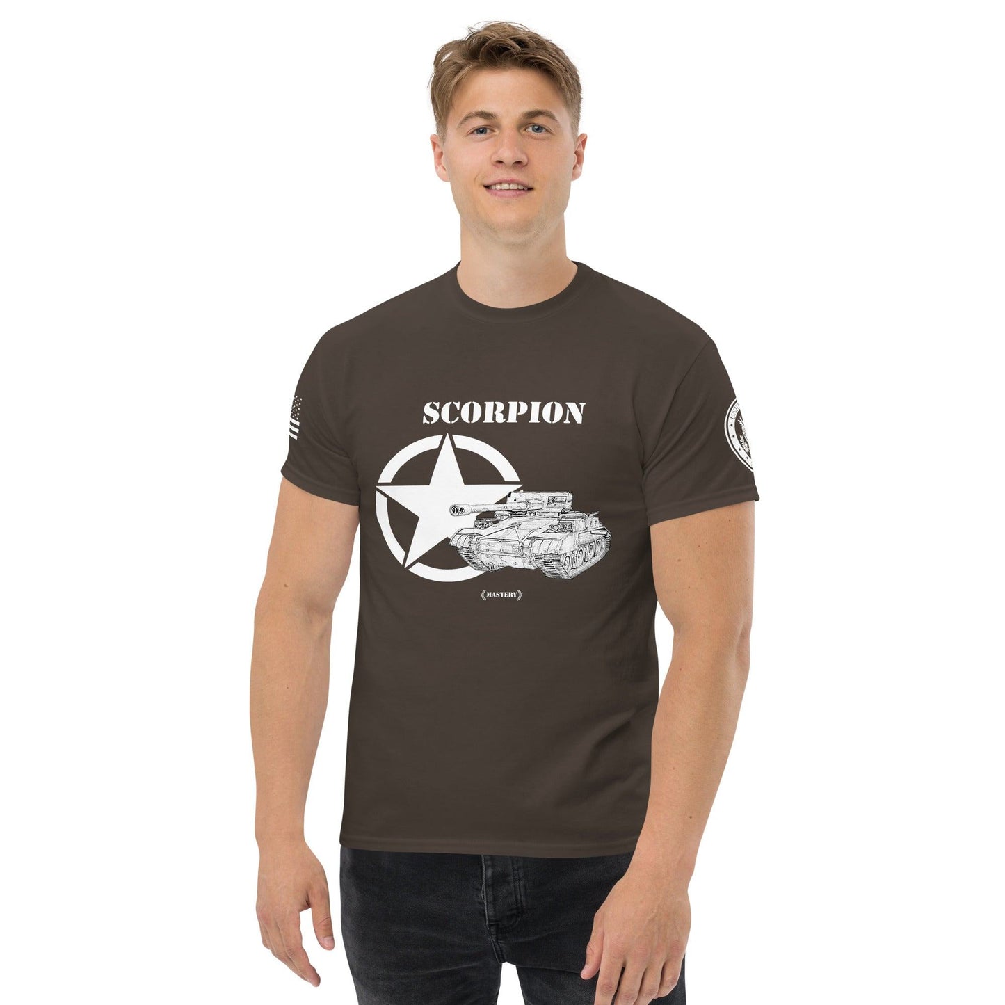 Amerikanischer Panzerjäger Scorpion Mastery T-Shirt sw T-Shirt 29.99 Amerikanischer, Herren, Mastery, Panzerjäger, Scorpion, sw, T-Shirt, Tanks, Thunder, War, World JLR Design