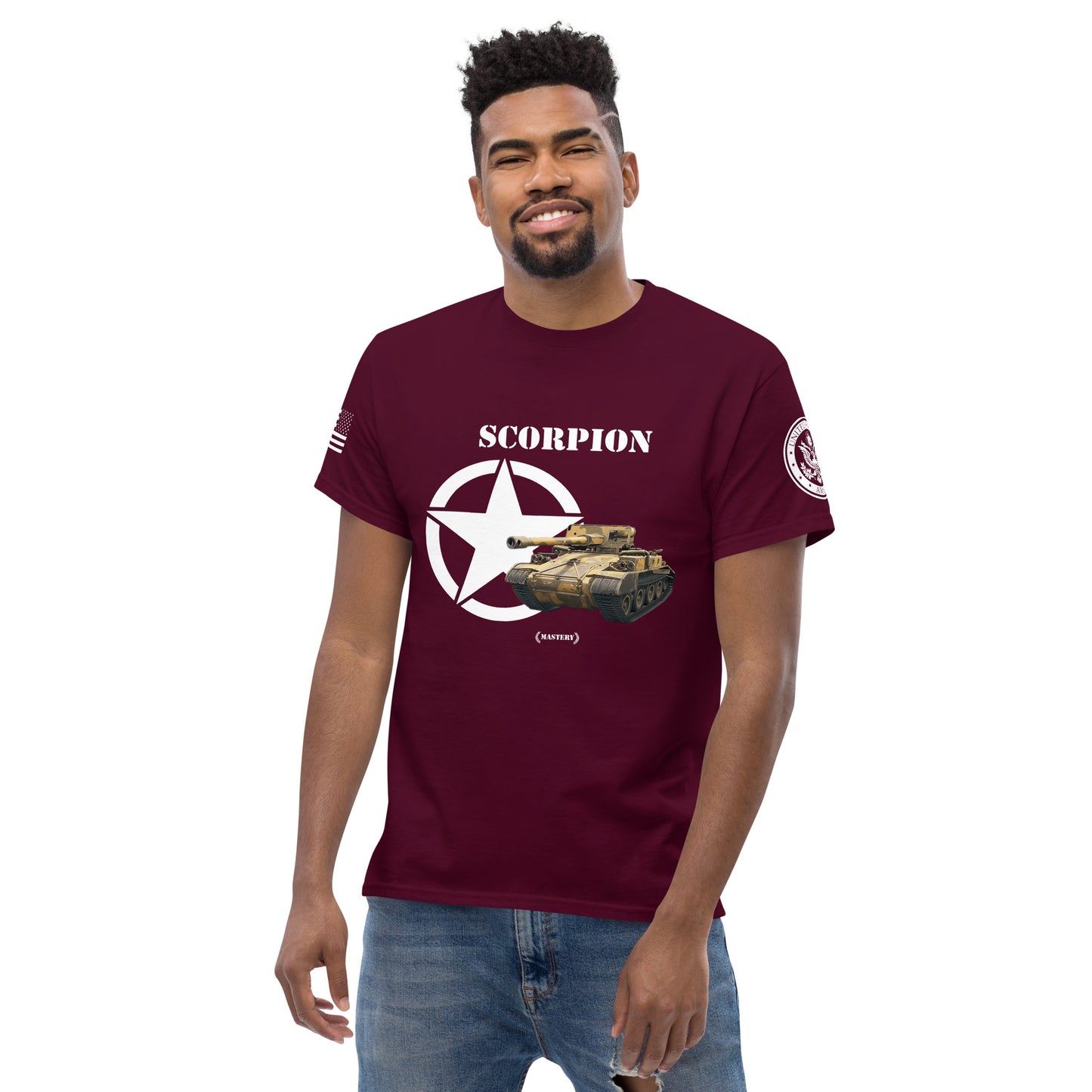 Amerikanischer Panzerjäger Scorpion Mastery T-Shirt T-Shirt 33.99 Amerikanischer, Herren, Mastery, Panzerjäger, Scorpion, T-Shirt, Tanks, Thunder, War, World JLR Design