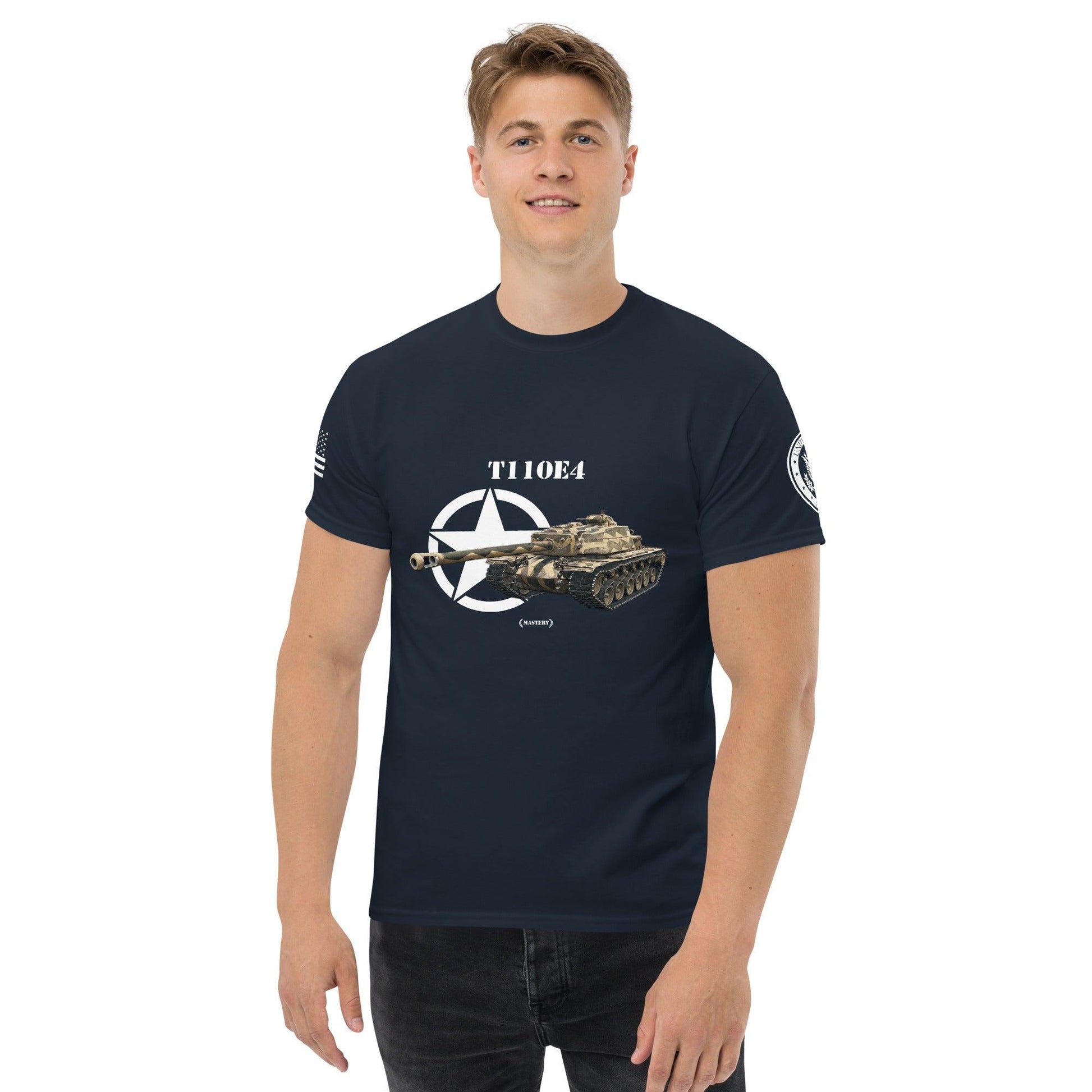 Amerikanischer Panzerjäger T110E4 Mastery T-Shirt T-Shirt 33.99 Amerikanischer, Herren, Mastery, Panzerjäger, T-Shirt, T110E4, Tanks, Thunder, War, World JLR Design