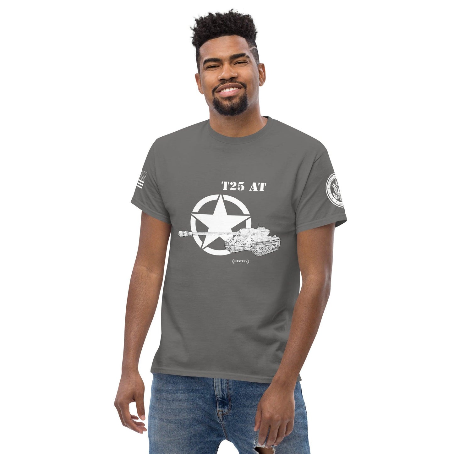 Amerikanischer Panzerjäger T25 AT Mastery T-Shirt sw T-Shirt 29.99 AT, Herren, Mastery, Panzerjäger, sw, T-Shirt, T25, Tanks, Thunder, War, World JLR Design