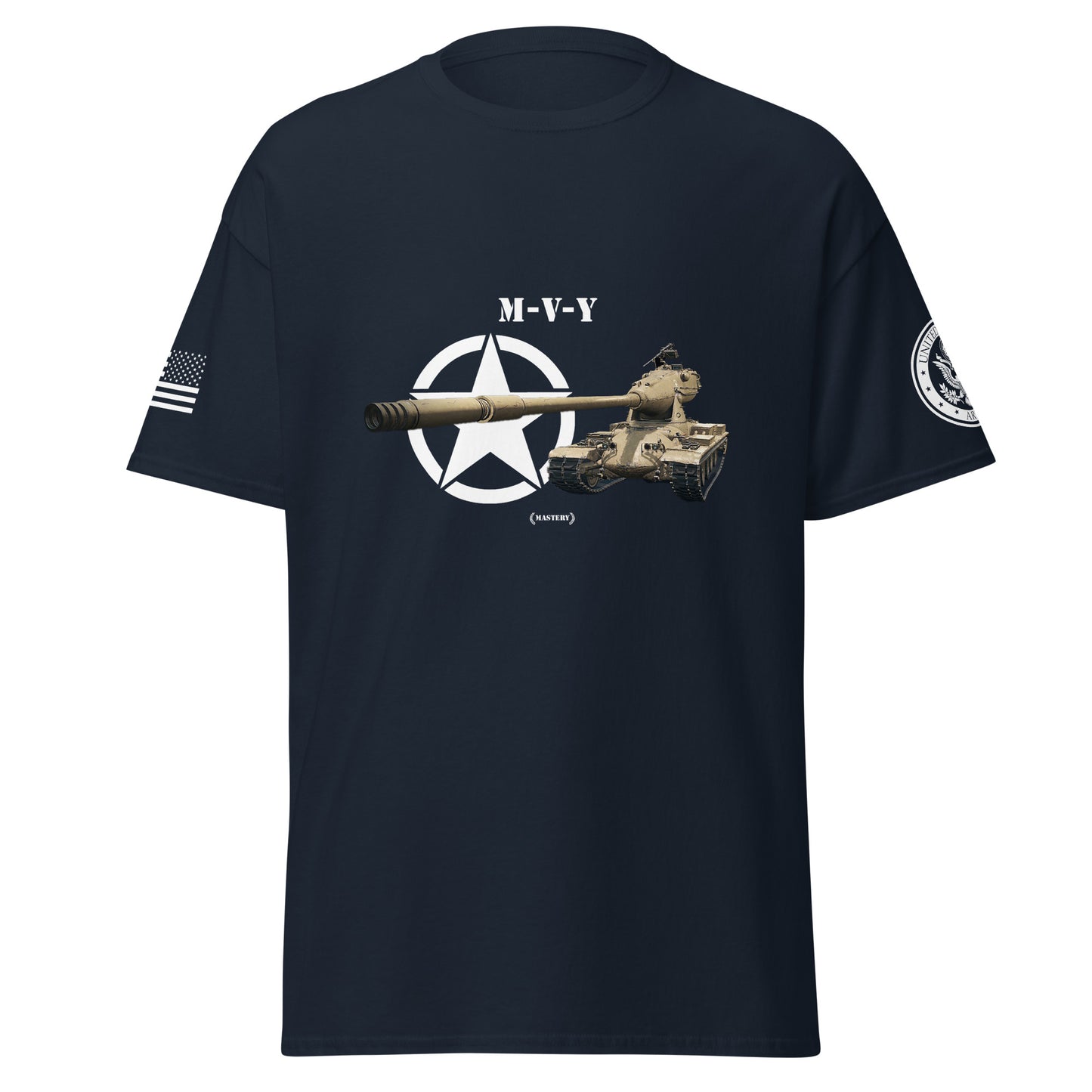 Amerikanischer schwerer Panzer M-V-Y Mastery T-Shirt T-Shirt 33.99 Amerikanischer, Herren, M-V-Y, Mastery, Panzer, schwerer, T-Shirt, Tanks, Thunder, War, World JLR Design