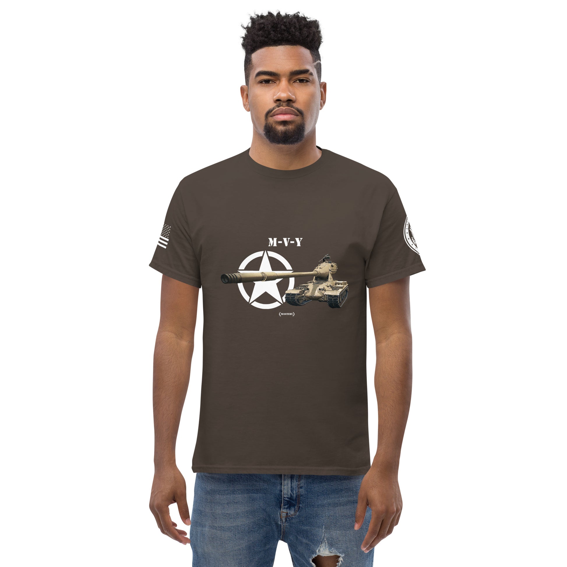 Amerikanischer schwerer Panzer M-V-Y Mastery T-Shirt T-Shirt 33.99 Amerikanischer, Herren, M-V-Y, Mastery, Panzer, schwerer, T-Shirt, Tanks, Thunder, War, World JLR Design