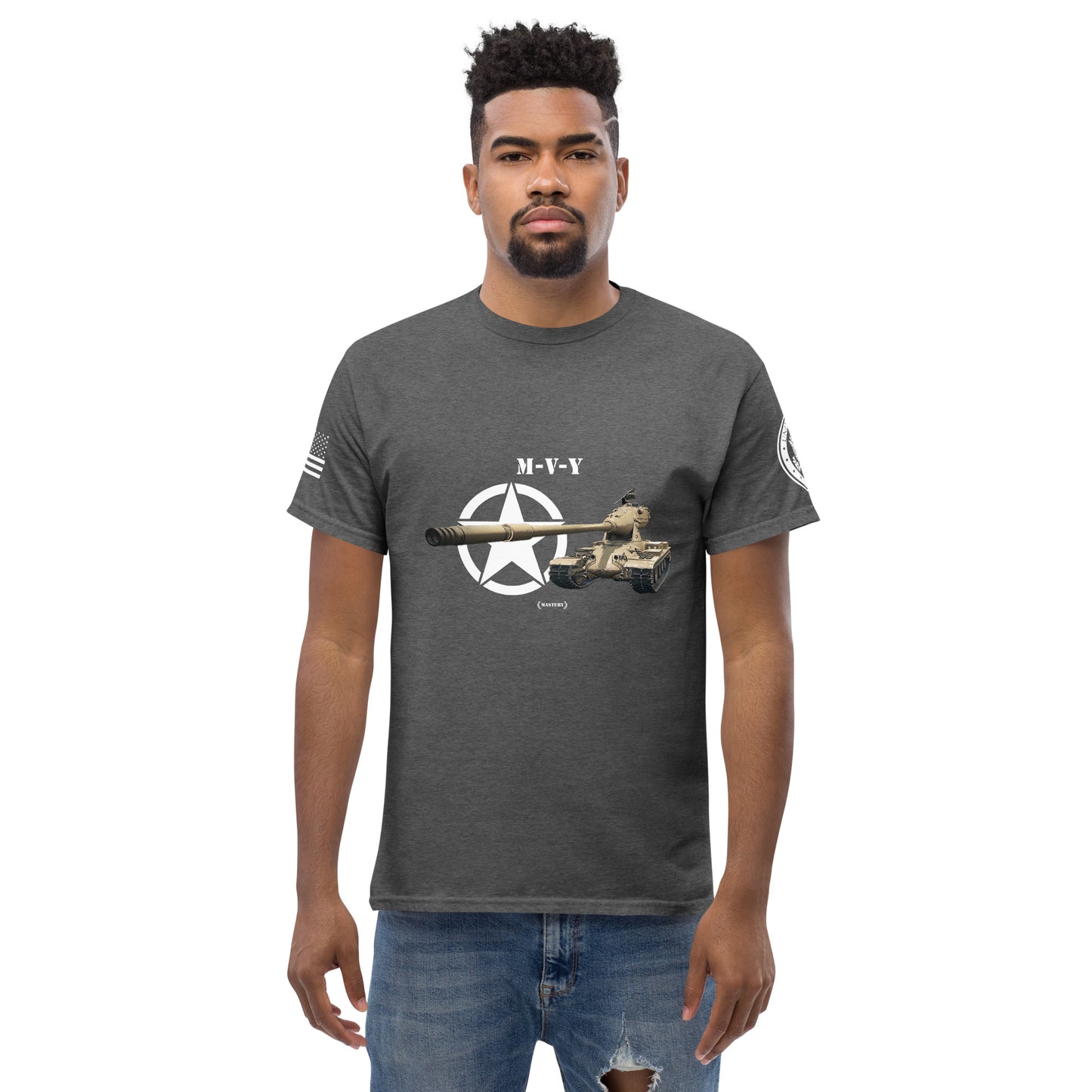 Amerikanischer schwerer Panzer M-V-Y Mastery T-Shirt T-Shirt 33.99 Amerikanischer, Herren, M-V-Y, Mastery, Panzer, schwerer, T-Shirt, Tanks, Thunder, War, World JLR Design