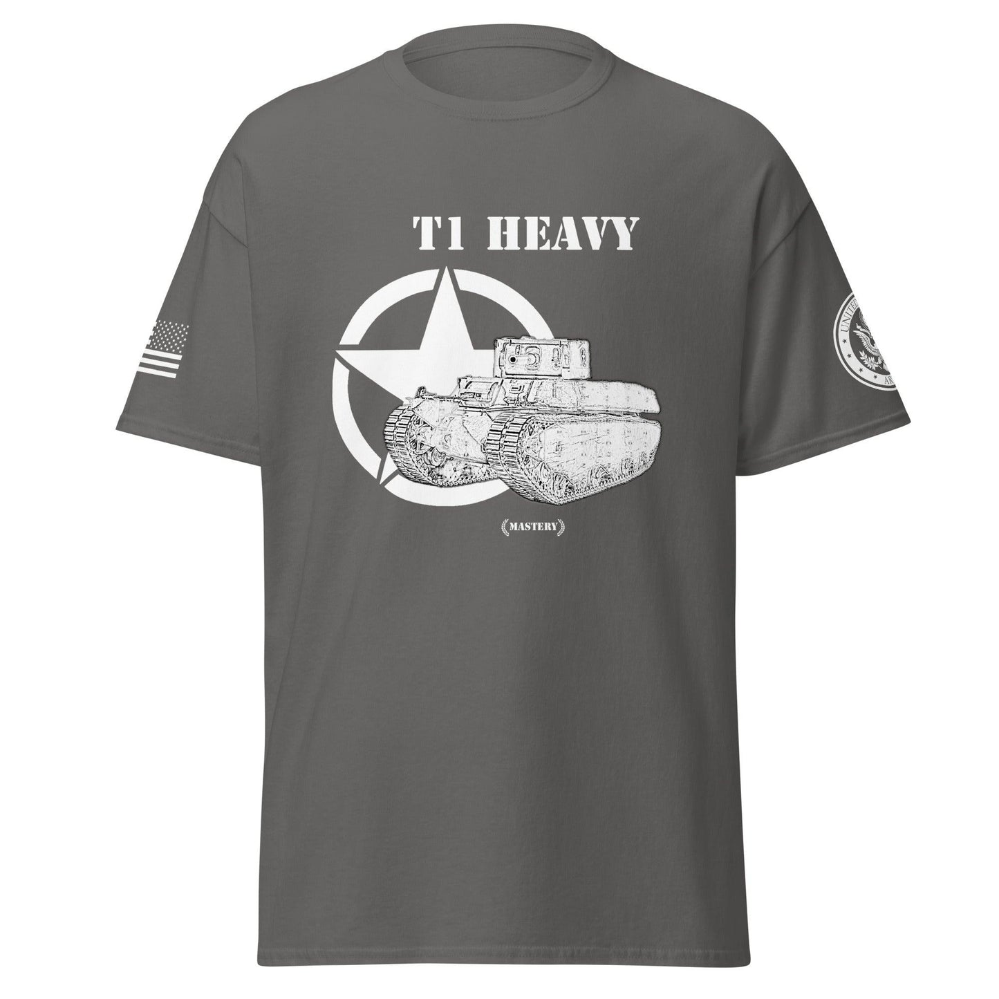 Amerikanischer schwerer Panzer T1 Heavy Mastery T-Shirt sw T-Shirt 29.99 Heavy, Herren, Mastery, Panzer, sw, T-Shirt, T1, Tanks, Thunder, War, World JLR Design