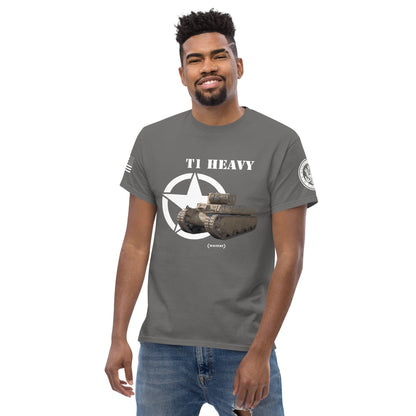 Amerikanischer schwerer Panzer T1 Heavy Mastery T-Shirt T-Shirt 33.99 Heavy, Mastery, Panzer, T-Shirt, T1, Tanks, Thunder, War, World JLR Design