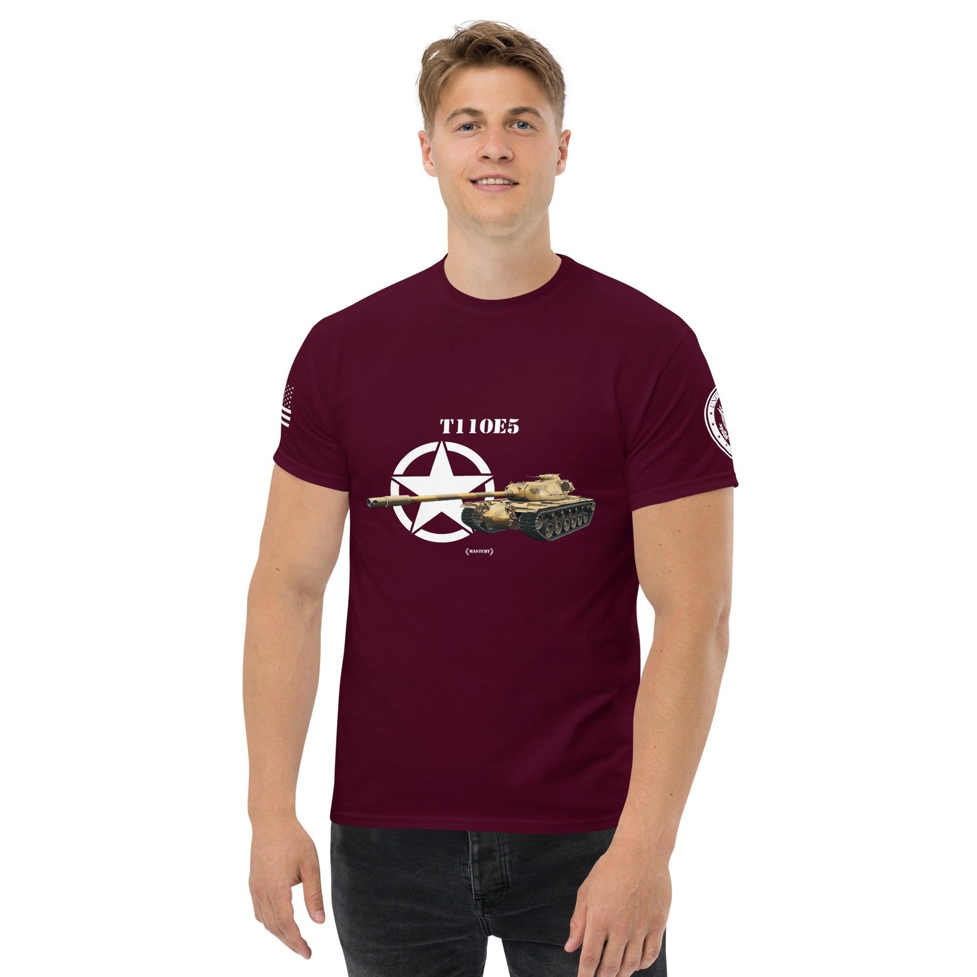 Amerikanischer schwerer Panzer T110E5 Mastery T-Shirt T-Shirt 33.99 Amerikanischer, Herren, Mastery, Panzer, schwerer, T-Shirt, T110E5, Tanks, Thunder, War, World JLR Design