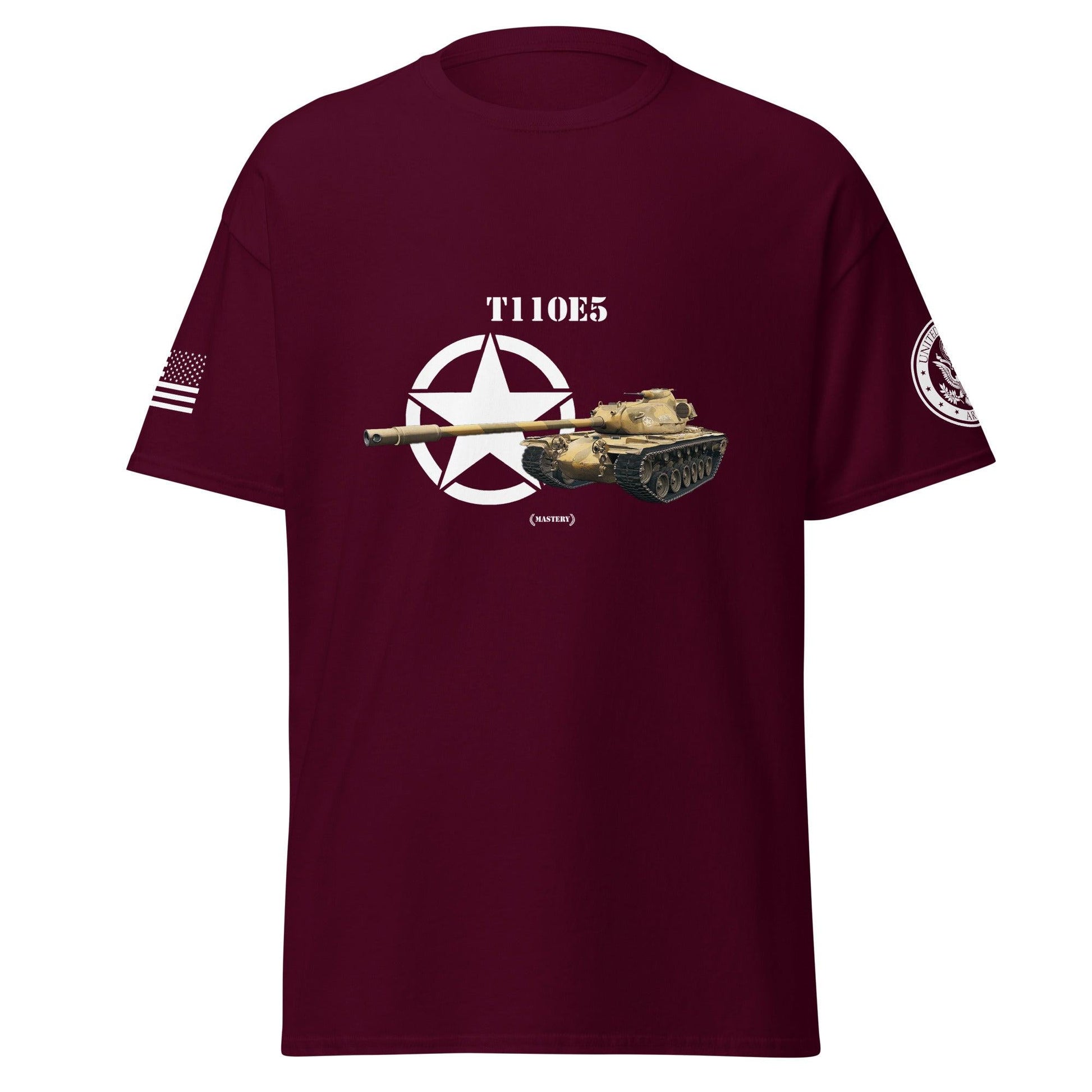 Amerikanischer schwerer Panzer T110E5 Mastery T-Shirt T-Shirt 33.99 Amerikanischer, Herren, Mastery, Panzer, schwerer, T-Shirt, T110E5, Tanks, Thunder, War, World JLR Design