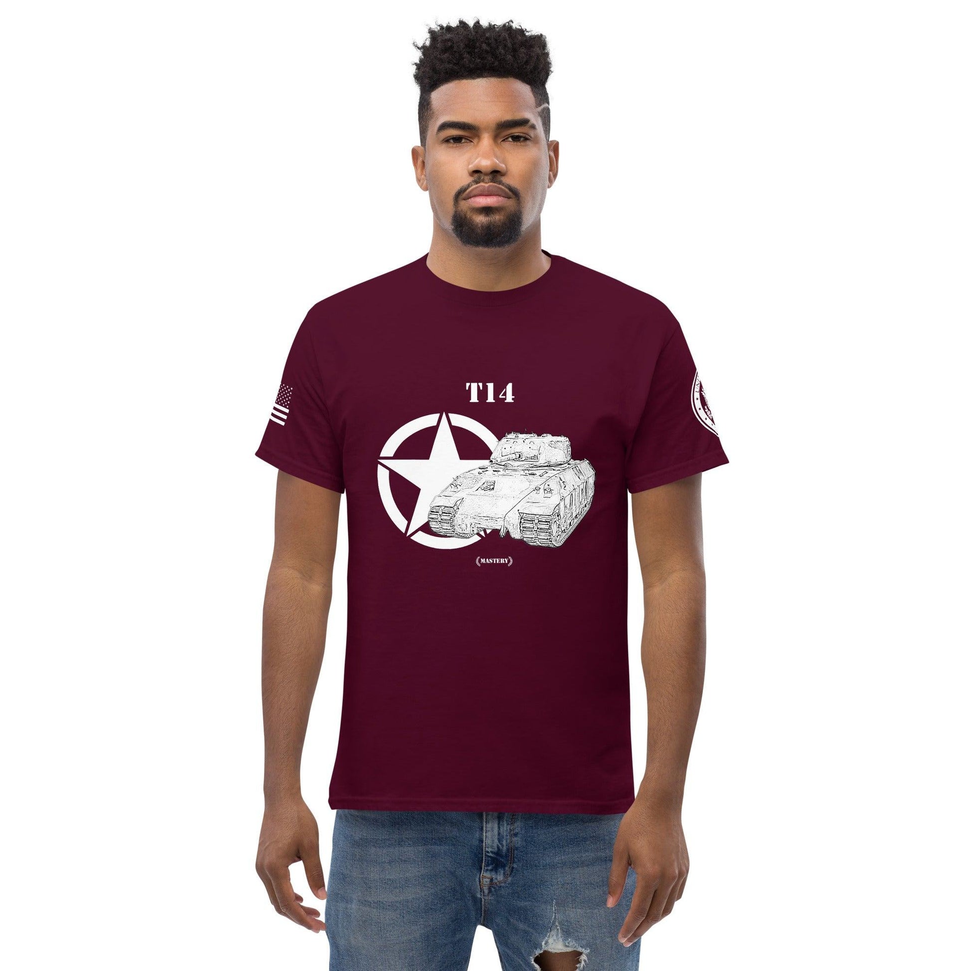 Amerikanischer schwerer Panzer T14 Mastery T-Shirt sw T-Shirt 29.99 Amerikanischer, Herren, Mastery, Panzer, schwerer, sw, T-Shirt, T14, Tanks, Thunder, War, World JLR Design