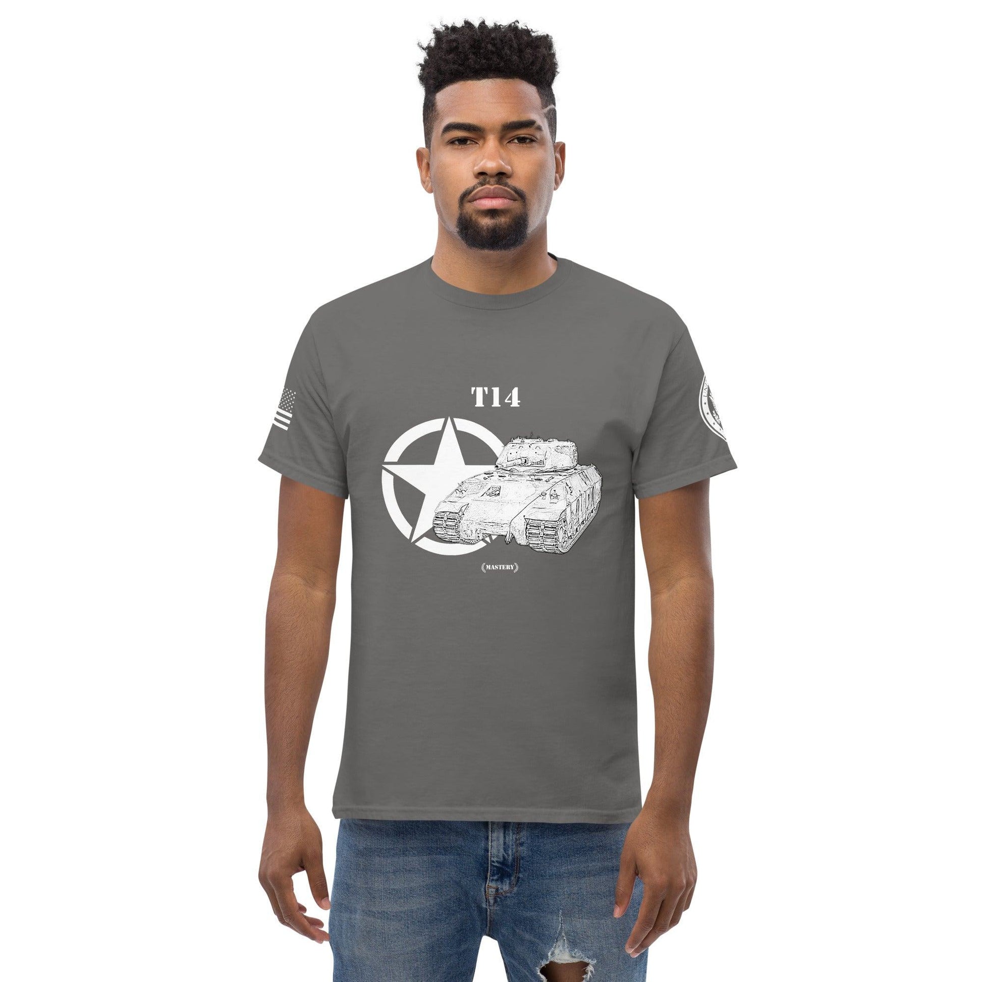 Amerikanischer schwerer Panzer T14 Mastery T-Shirt sw T-Shirt 29.99 Amerikanischer, Herren, Mastery, Panzer, schwerer, sw, T-Shirt, T14, Tanks, Thunder, War, World JLR Design