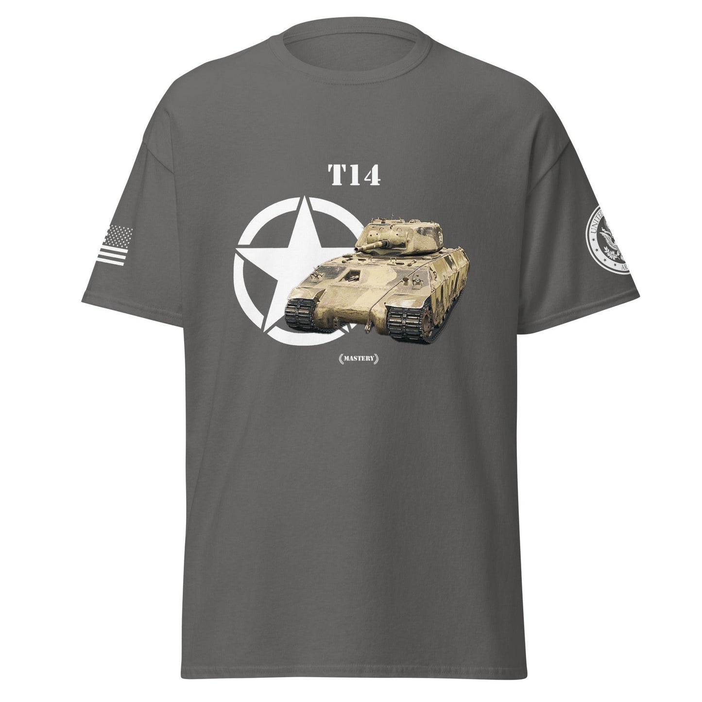 Amerikanischer schwerer Panzer T14 Mastery T-Shirt T-Shirt 33.99 Amerikanischer, Herren, Mastery, Panzer, schwerer, T-Shirt, T14, Tanks, Thunder, War, World JLR Design