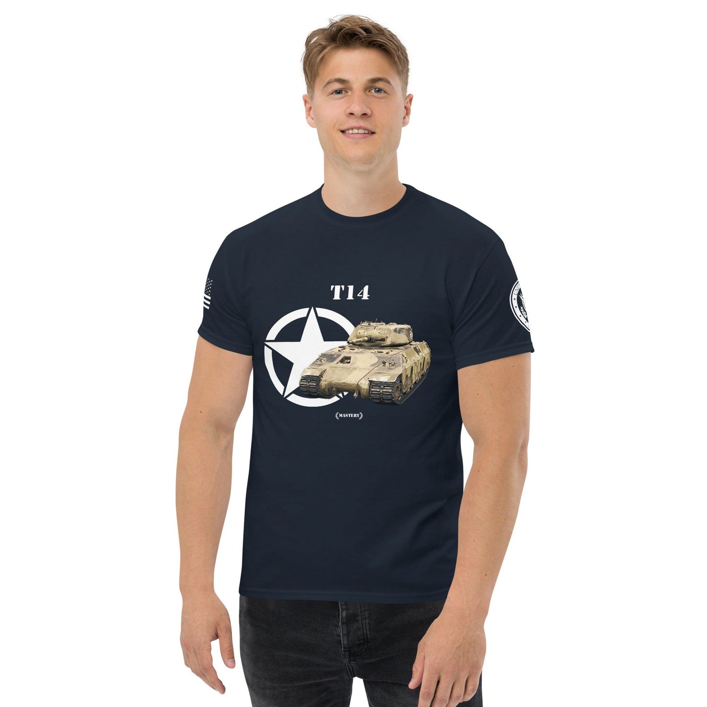 Amerikanischer schwerer Panzer T14 Mastery T-Shirt T-Shirt 33.99 Amerikanischer, Herren, Mastery, Panzer, schwerer, T-Shirt, T14, Tanks, Thunder, War, World JLR Design