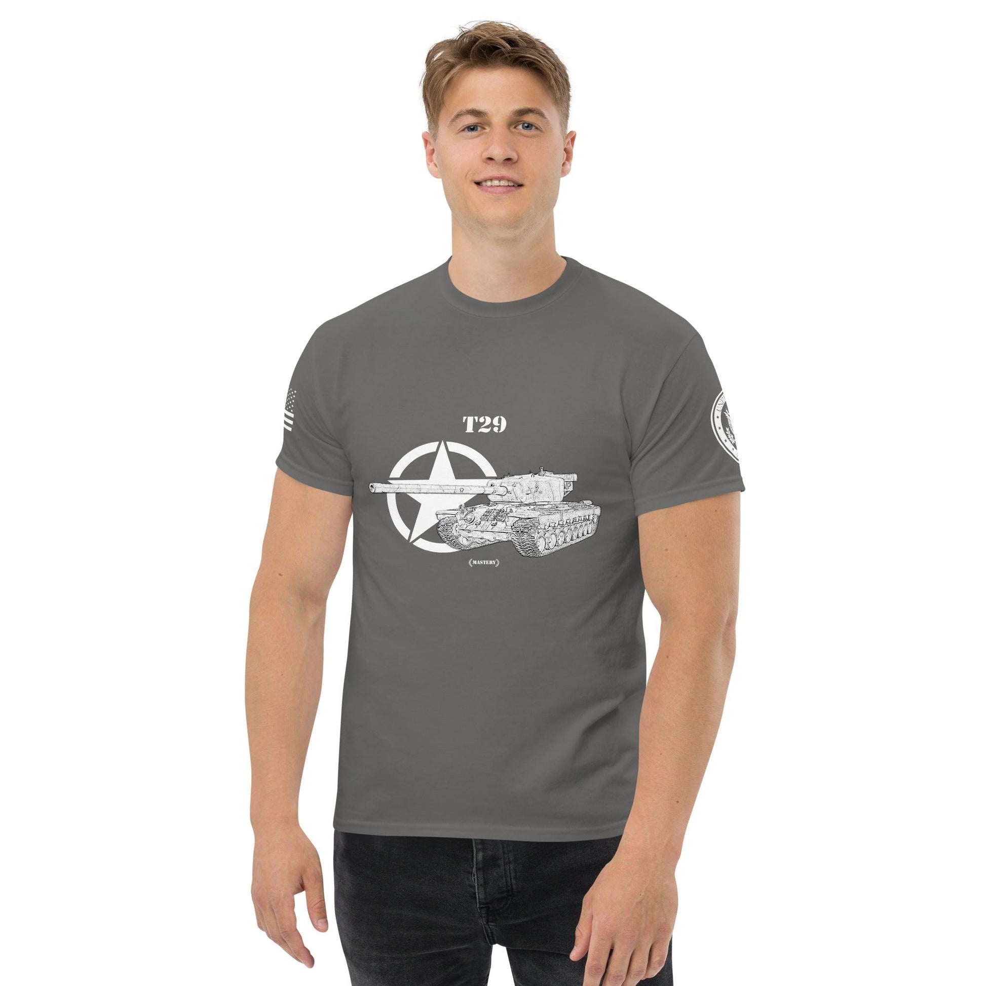 Amerikanischer schwerer Panzer T29 Mastery T-Shirt sw T-Shirt 29.99 Herren, Mastery, Panzer, schwerer, sw, T-Shirt, T29, Tanks, Thunder, War, World JLR Design