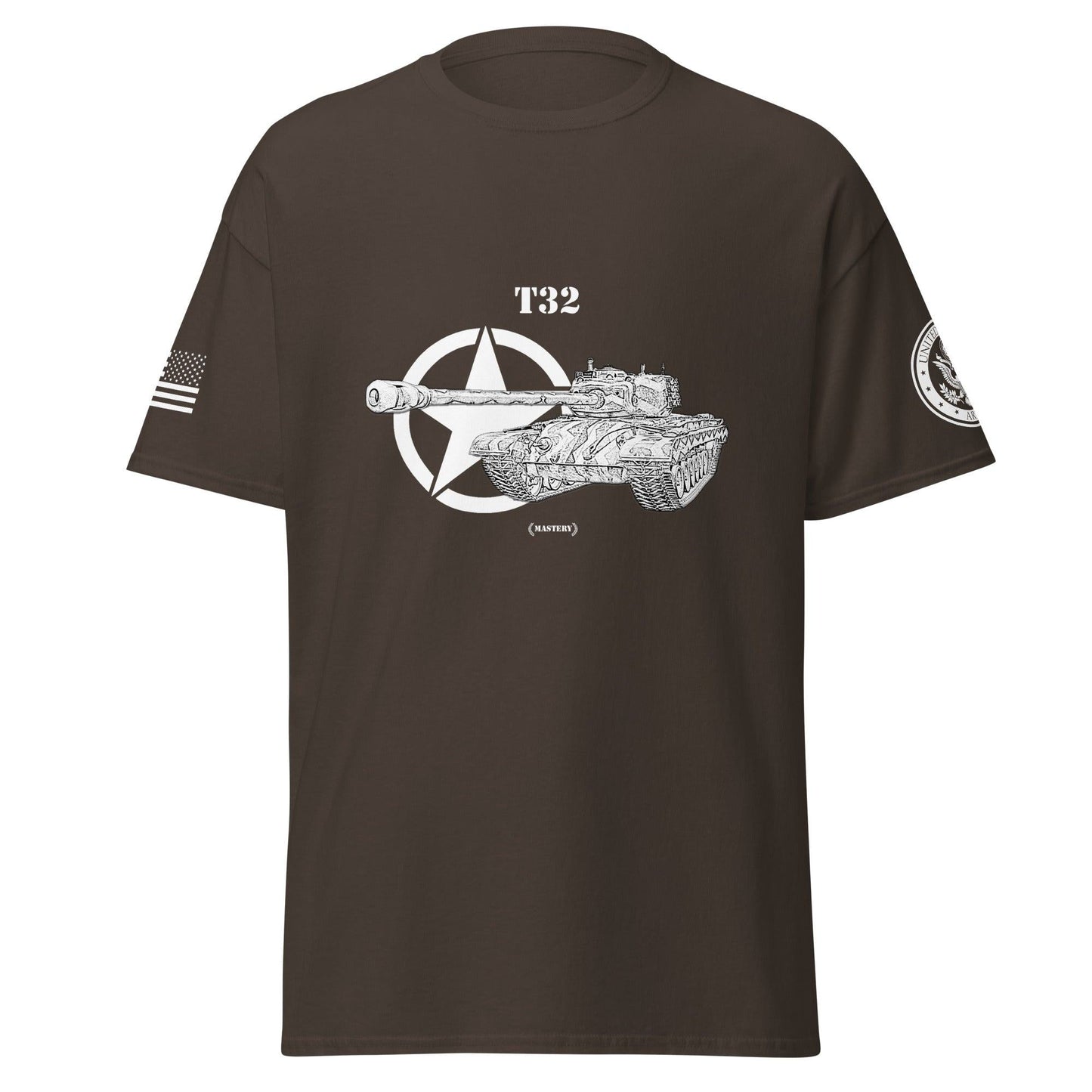 Amerikanischer schwerer Panzer T32 Mastery T-Shirt sw T-Shirt 29.99 Herren, Mastery, Panzer, schwerer, sw, T-Shirt, T32, Tanks, Thunder, War, World JLR Design